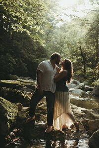 Engagement Photos in a creek / Intimate Wedding, Elopement, and Family Photography NYC, International, and Western North Carolina Area 