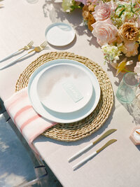 Display of the table setting at a beach.