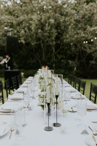 A minimal table setting where the florals are the outstanding point.