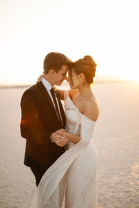 Utah Bonneville Salt Flats Elopement with bride and groom