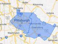 Pittsburgh PA area map of surrounding cities