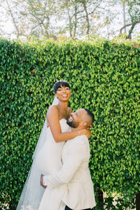 happy bride and groom