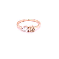 Rose Gold ring with champagne and white diamond