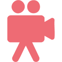 pink icon of video camera