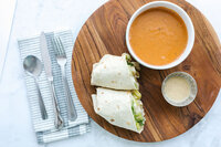 lunch plate with wrap and soup