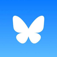 Blue Sky logo white butterfly icon with blue background