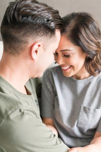 Bride and groom walk up memorial steps at their DC wedding
