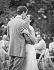 Bride and groom walk up memorial steps at their DC wedding