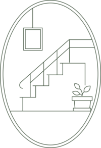 Brand icon representing home decoration with stylish and elegant design elements.