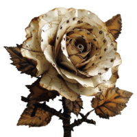 Steampunk Star Branded Old Paper Rose Element Symbolizing Beauty and Elegance