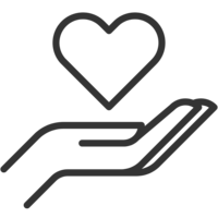 Hand holding a heart icon emphasizing responsible and ethical data practices.