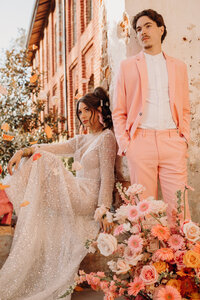 Bride and groom during prayer, NC