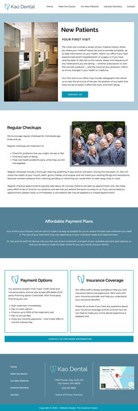 Ipad mockup of Kao Dental new patients page