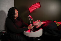 Calming, private space for one-on-one scalp care services in Bryan, Texas.