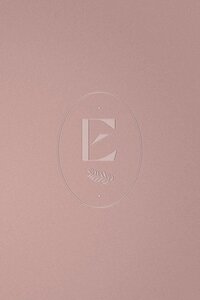 pink embossing of the letter e as a brand identity design for an e-commerce brand