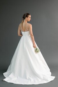 textured wedding dress with full skirt
