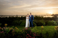 Sarasota-Bradenton Wedding Photography of bride and groom kissing on the beach at sunset