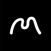 black square with a white abstract ‘m'