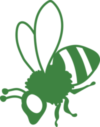 Green bee icon representing Bella Gardens, an affordable bilingual preschool providing early childhood education in East Dallas, Dallas, TX.
