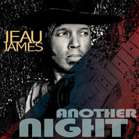 Single cover Another Night musician Jeau James black an white closeup looking off camera wearing wide brim hat against sequence wall Package A