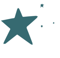 graphic art, turquoise blue star with small dots around it
