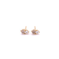 Yellow gold champagne and white diamond stud earrings