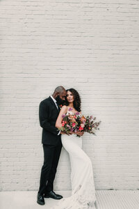 bride and groom, floral