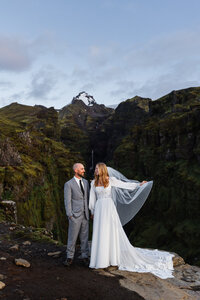 Iceland waterfall elopement