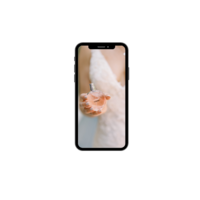 A phone case mock up with a photo of a bride holding a perfume bottle