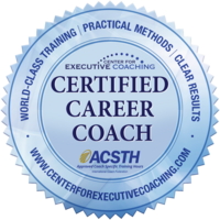 Certified Career Coach accreditation badge from the Center for Executive Coaching which trains the top 5% of executive and career coaches in the world