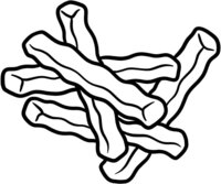 Black White outline drawing of fries