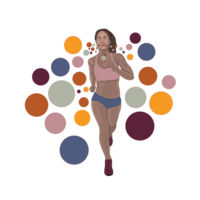 Illustration of woman running with breath bubble around her