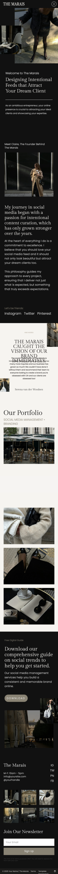 Showit website template The Marais