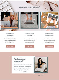 Ipad mockup of homepage "Our therapists" section and Seven Days of Self Care free series opt-in