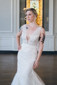 illusion neckline wedding dress with sleeves
