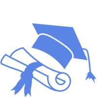 Graduation cap and diploma icon representing highly skilled, PhD-level AI trainers for complex or niche projects.