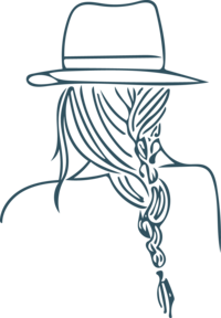 hand drawn image of woman wearing hat
