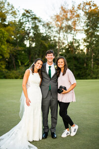 Eleanor Stenner with bride and groom at Birmingham wedding 