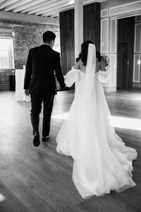 Bride and groom celebrate just getting married