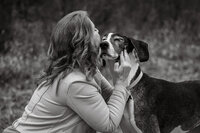 woman hugging dog tilly project