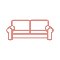 Pink illustration of couch icon