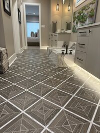 Bathroom with newly installed tile.