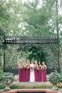 bridesmaids in maroon photographed by Cleveland Fine Art Photographer