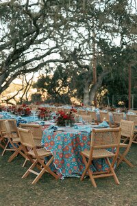 Carmel Valley Wedding Reception Decor Color Blocked Red Blue