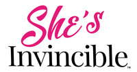 Logo with text "She's Invincible"