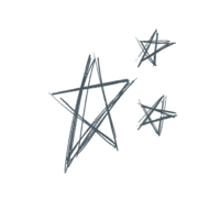 Illustration of one large and two small pencil-drawn stars