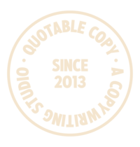 Quotable Copy black and red stamp logo