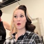Amanda’s genuine, surprised reaction to seeing her vintage bridal hairstyle for the first time at Your Girl Friday LV.