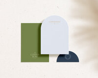 a mockup showing a colorful business card design