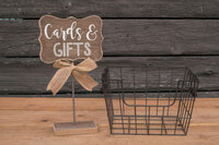 cards and gifts sign and basket